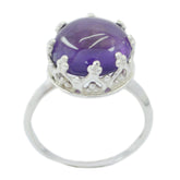 Amethyst Solitaire German 92.5 Silver Purple Gems Minimal Art Deco Ring Jewellery