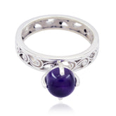 Amethyst Solitaire Middle Eastern Silver Purple Gems Slim Filigree Ring Jewellery