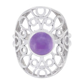 Amethyst Solitaire Italian Silver Purple Gemstones Minimal Filigree Ring Jewellery