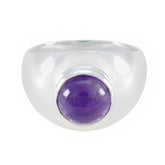 Amethyst Solitaire French 925 Sterling Silver Purple Gemstones Eye catching Contemporary Ring Jewelry