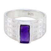 Amethyst Solitaire French Silver Purple Gems Classic Signet Ring Jewelry
