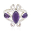 Amethyst Trilogy Indian 925 Sterling Silver Purple Gemstone Slim Trendy Ring Jewelry
