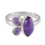 Amethyst Trilogy Moroccan 925 Sterling Silver Purple Gems Slim Boho Ring Jewellery