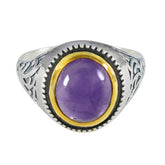 Amethyst Solitaire Middle Eastern Silver Purple Gems Eye catching Filigree Ring Jewelry