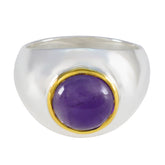 Amethyst Solitaire German Silver Purple Gems Eye catching Abstract Ring Jewellery