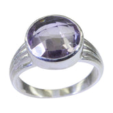 Amethyst Solitaire Indian Sterling Silver Purple Gemstones Classic Trendy Ring Jewelry