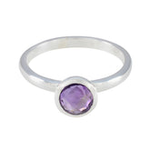 Amethyst Solitaire Korean Silver 925 Purple Gemstones Dainty Modern Ring Jewelry