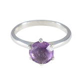 Amethyst Solitaire Japanese 92.5 Silver Purple Gems Dainty Modern Ring Jewelry