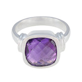 Amethyst Solitaire German 92.5 Silver Purple Gemstone Eye catching Abstract Ring Jewelry
