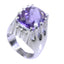 Amethyst Solitaire Italian 92.5 Silver Purple Gemstones Chunky antique Ring Jewelry