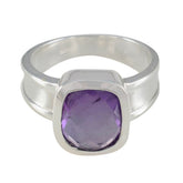 Amethyst Solitaire Indian Sterling Silver Purple Gemstone Versatile Abstract Ring Jewelry