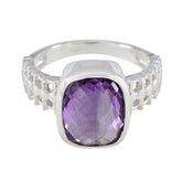 Amethyst Solitaire Egyptian Silver Purple Gemstone Mid weight Abstract Ring Jewelry