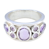 Amethyst Hepta Moroccan 92.5 Silver Purple Gemstone Eye catching Contemporary Ring Jewelry