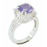 Amethyst Halo French Silver Purple Gemstones Minimal Love Ring Jewelry