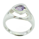 Amethyst Solitaire French 92.5 Silver Purple Gemstone Eye catching Engagement Ring Jewelry