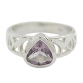 Amethyst Solitaire Egyptian Silver Purple Gemstones Tiny Graceful Ring Jewelry