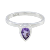 Amethyst Solitaire Korean 92.5 Silver Purple Gemstones Dainty propsel Ring Jewelry