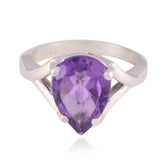 Amethyst Solitaire Russian Silver Purple Gems Minimal propsel Ring Jewellery