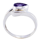 Amethyst Solitaire French 925 Sterling Silver Purple Gemstone Slim Feminine Ring Jewellery