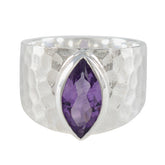 Amethyst Solitaire Moroccan 925 Sterling Silver Purple Gemstones Statement Signet Ring Jewelry