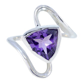 Amethyst Solitaire Turkish 925 Silver Purple Gems Slim Geometric Ring Jewelry