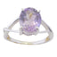 Amethyst Solitaire Korean Sterling Silver Purple Gems Delicate Glamorous Ring Jewelry
