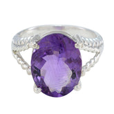 Amethyst Solitaire African 925 Sterling Silver Purple Gems Minimal Contemporary Ring Jewellery