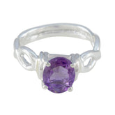 Amethyst Solitaire African 925 Sterling Silver Purple Gemstone Versatile Retro Ring Jewelry