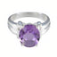 Amethyst Solitaire Russian Silver Purple Gemstones Minimal Modern Ring Jewellery