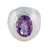 Amethyst Solitaire Moroccan Silver Purple Gemstones Versatile engravings Ring Jewelry
