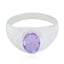 Amethyst Solitaire German Sterling Silver Purple Gemstone Minimal Trendy Ring Jewelry