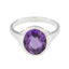 Amethyst Solitaire French 925 Sterling Silver Purple Gemstone Slim Boho Ring Jewellery