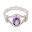 Amethyst Solitaire Indian Silver Purple Gemstone Slim Cultural Ring Jewelry