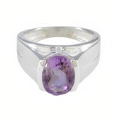 Amethyst Solitaire Indian Sterling Silver Purple Gemstones Versatile Cultural Ring Jewelry