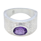 Amethyst Solitaire African 925 Silver Purple Gems Essential Art Deco Ring Jewellery