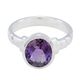 Amethyst Solitaire Indian Sterling Silver Purple Gemstones Classic Feminine Ring Jewelry