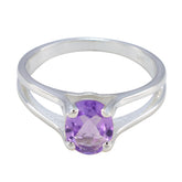 Amethyst Solitaire African 925 Sterling Silver Purple Gemstone Slim Boho Ring Jewelry