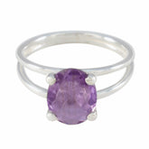 Amethyst Solitaire Turkish Sterling Silver Purple Gems Whisper thin Contemporary Ring Jewellery