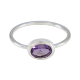Amethyst Solitaire American Sterling Silver Purple Gemstones Elegant Feminine Ring Jewellery