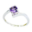 Amethyst Solitaire Turkish 925 Silver Purple Gemstone Delicate Feminine Ring Jewelry