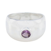 Amethyst Solitaire Indian Sterling Silver Purple Gemstone Eye catching Glamorous Ring Jewelry