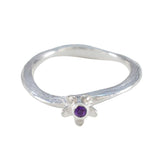 Amethyst Solitaire American Sterling Silver Purple Gems Delicate Abstract Ring Jewelry