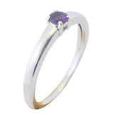 Amethyst Solitaire Turkish 92.5 Silver Purple Gemstones Minimalist Romantic Ring Jewelry