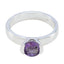 Amethyst Solitaire German 925 Sterling Silver Purple Gemstones Slim Glamorous Ring Jewelry