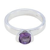 Amethyst Solitaire German 925 Sterling Silver Purple Gemstones Slim Glamorous Ring Jewelry