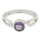 Amethyst Solitaire Japanese 925 Silver Purple Gemstones Whisper thin Contemporary Ring Jewellery