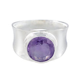 Amethyst Solitaire German 92.5 Silver Purple Gemstones Edgy Armor Band Jewellery