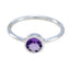 Amethyst Solitaire Korean Sterling Silver Purple Gems Dainty Romantic Ring Jewellery