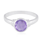 Amethyst Solitaire American Sterling Silver 925 Purple Gemstones Whisper thin Trendy Ring Jewelry
