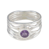 Amethyst Solitaire Australian 925 Sterling Silver Purple Gems Eye catching Rope Wire Band Jewelry